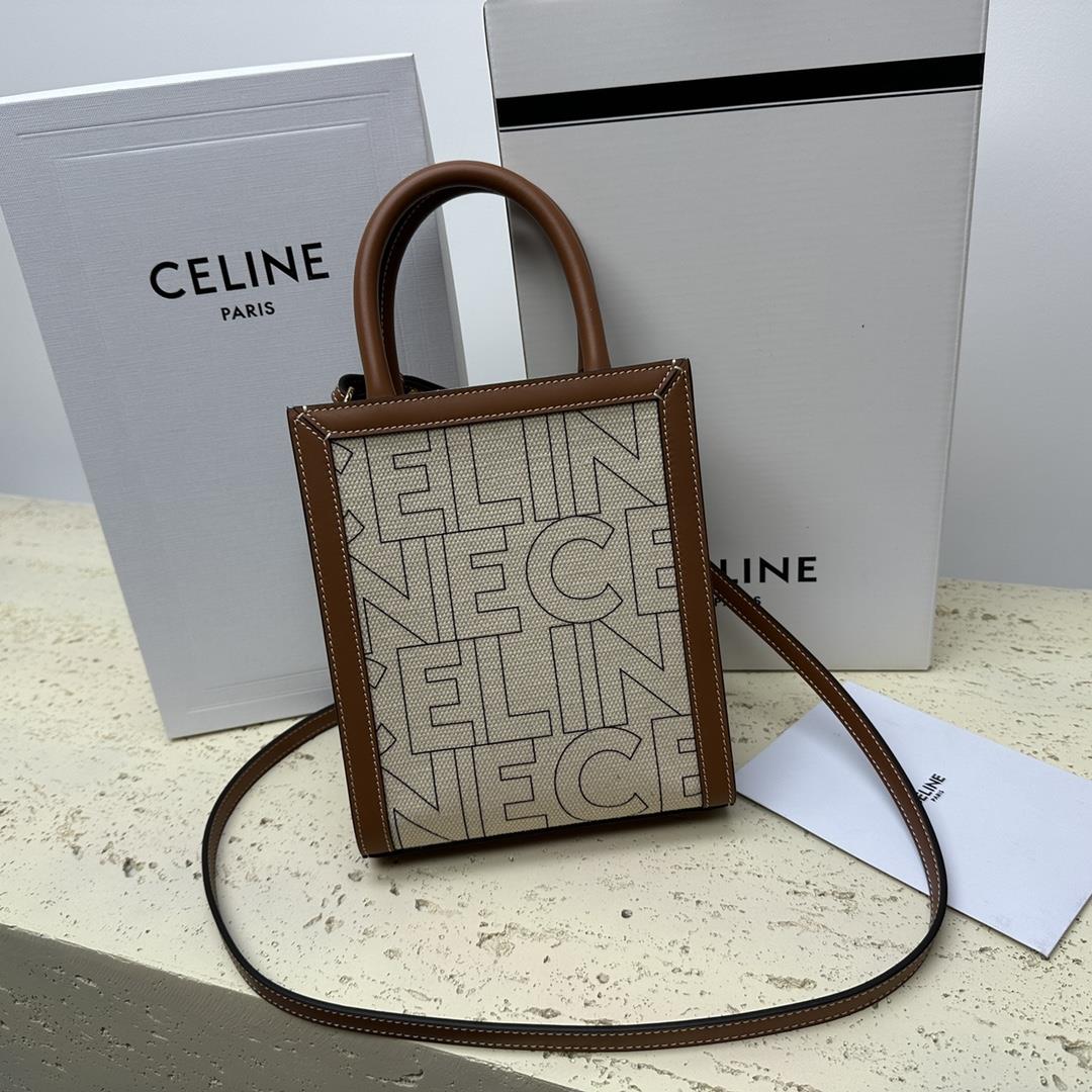 celine Sailings new CABAS TRIOMPHE letter logo is printed all over fabric with MiNi size vertical ha