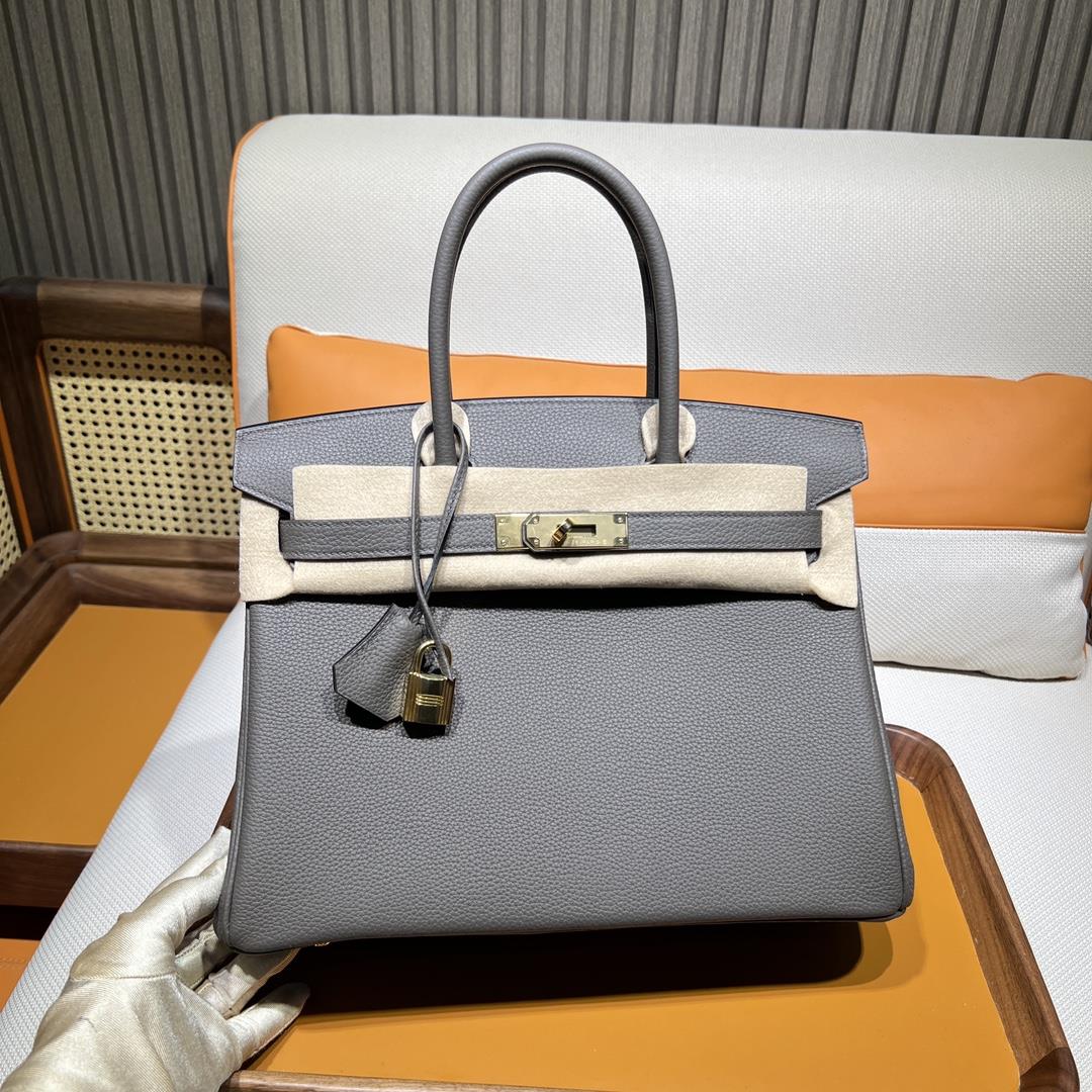 Birkin 30 Platinum Togo 8F Tin Gray Etain Inner Seam Gold Buckle Purchase Level Top Original Factory