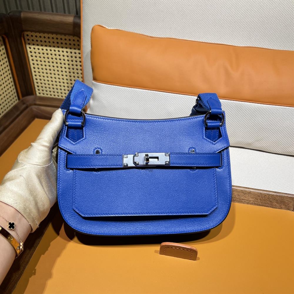 hermes Jypsiere mini 23 Gypsy Swift 7T Electric Blue Electric Silver Button Purchase Level Top Original Factory Restricted Imported Leather 24k Gold V