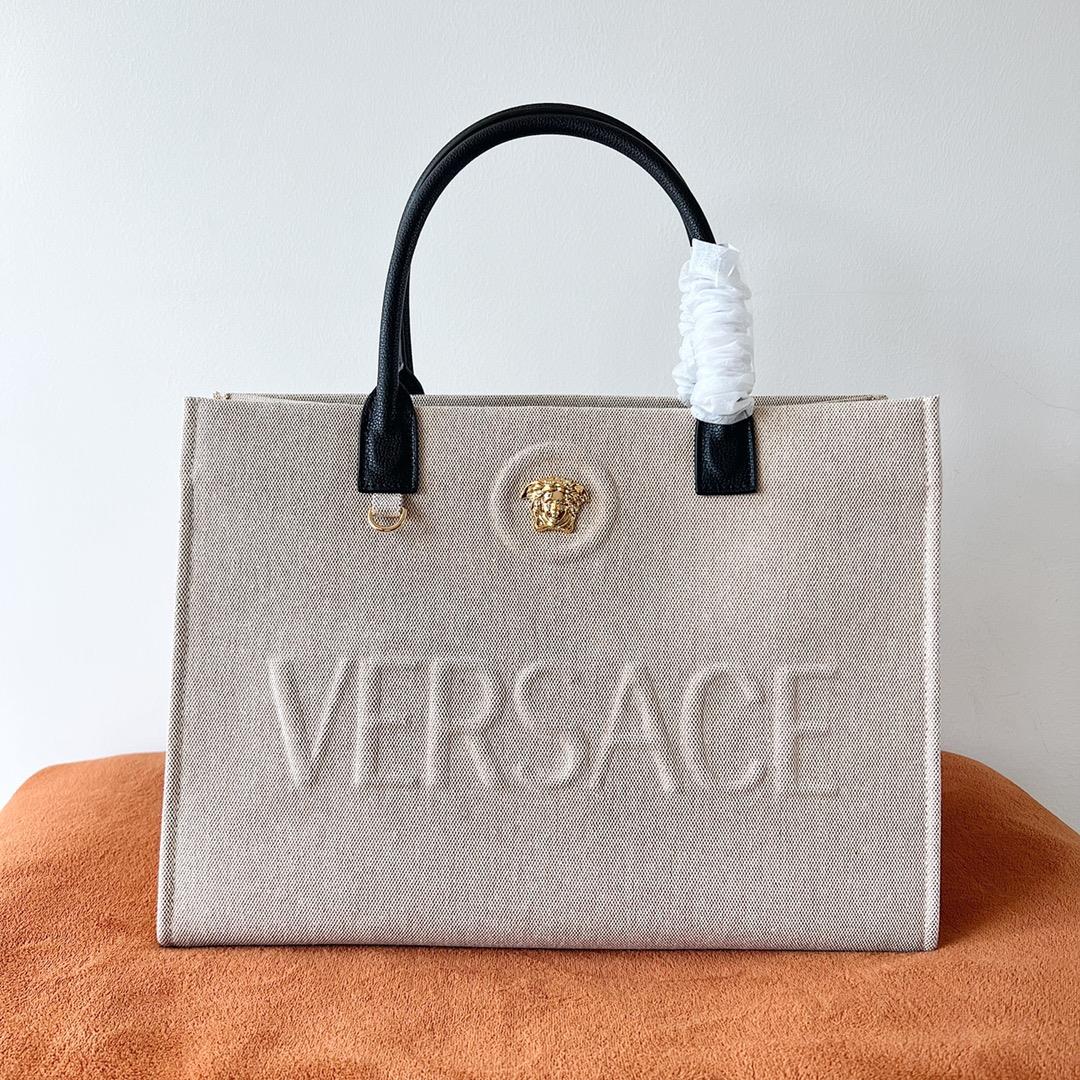 Versace Tote Bag AutumnWinter 2023 New Versace Jeans Tote Bag molded embossed letters concave convex