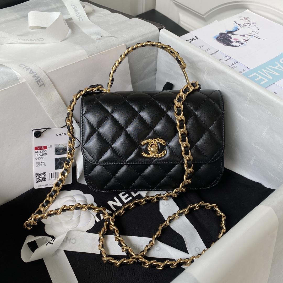 Chanel 23B new handle AS4306 leather chain and diamond pattern mandarin duck buckleWhat sparks will