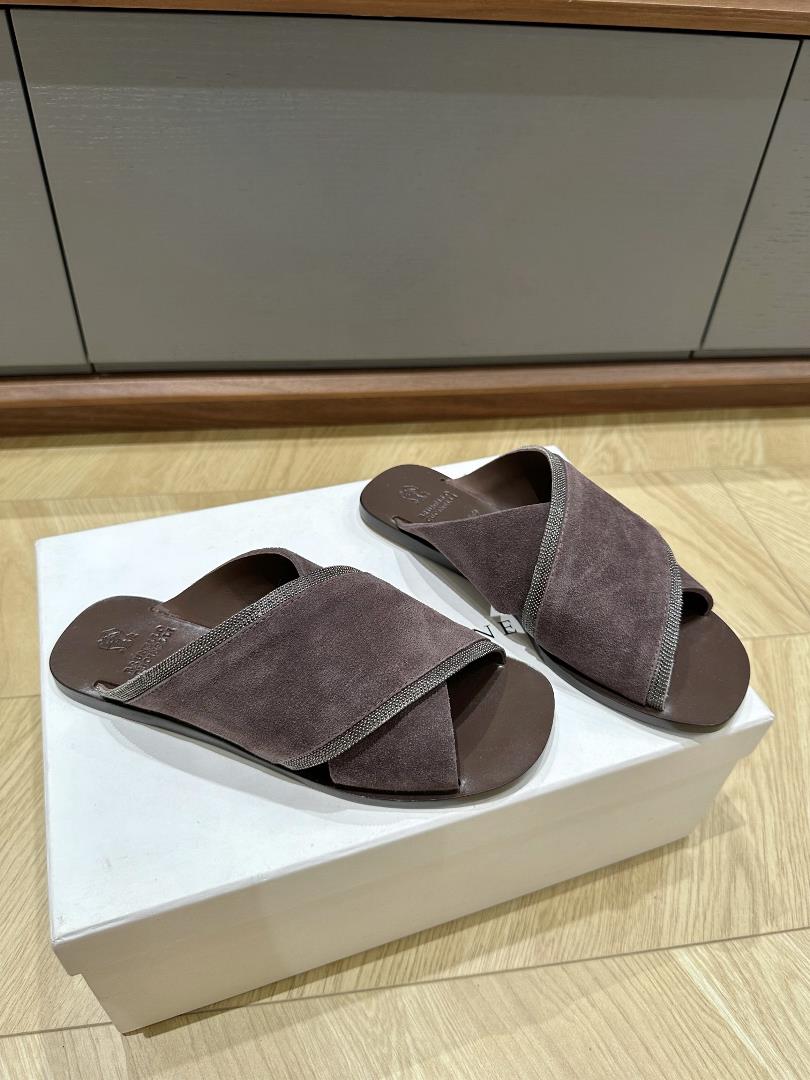 B C Double layer leather sole slippers with suede surfaceSize3536373839 Order 4041 No return o