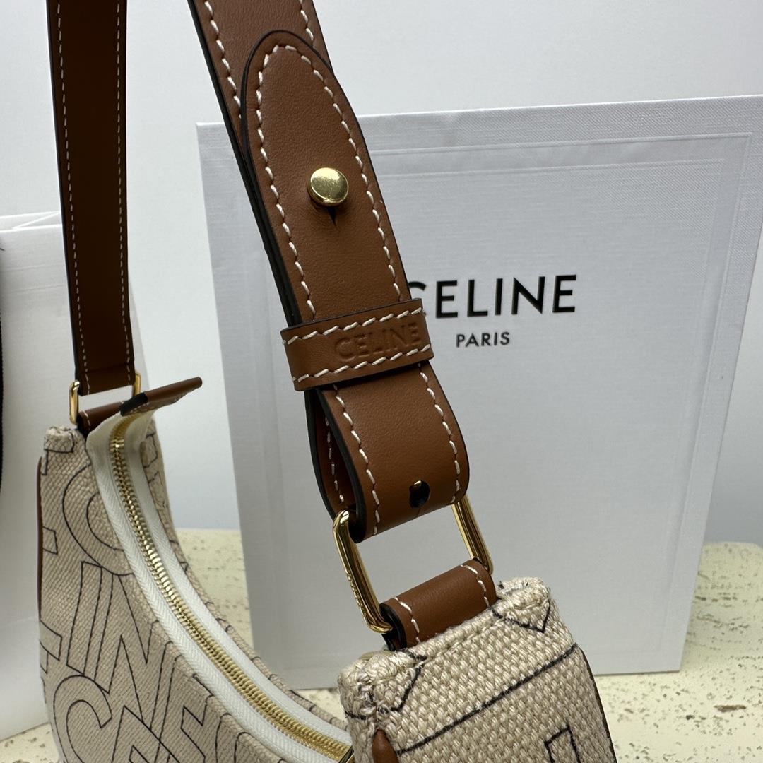 celines new AVA letter logo full body printed fabric decorative handbag shoulder and carry zip