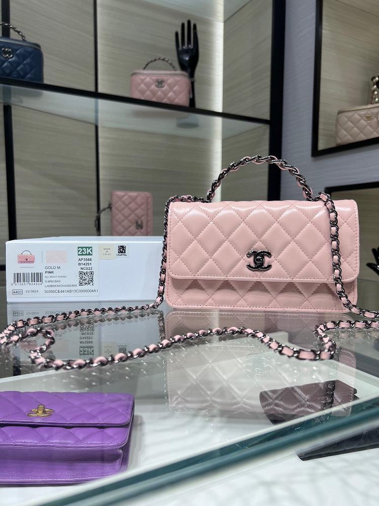 chanel 23K New Liao Color Rhinestone Handle Organ Bag Double layer WOC Rhinestone with Cowhide AP3566Y Size 185116cm  professional luxury fashion br