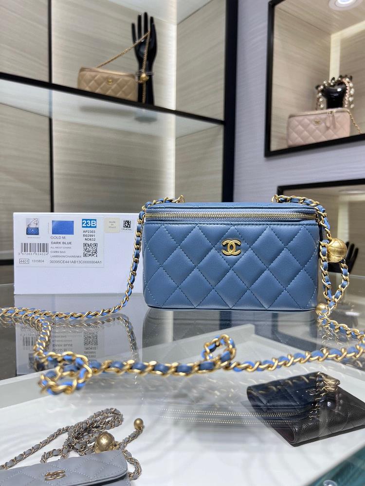 Chanel 22B New Product Golden Ball Long Box Adjustable Chain Rectangular Chain Box SheepskinPinelli comes with a small mirror AP2303Y size 17X95X8