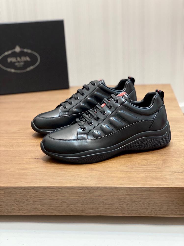 Prada Winter Fur Mens Lace up SneakersTop quality imported Napa cowhide upper made in Dongguan wit