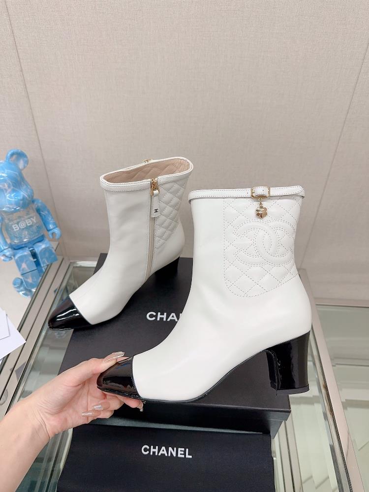 Short boots Long boots 23Ss Autumn and Winter Chane Xiaoxiang New Back Lingge Coarse Heels