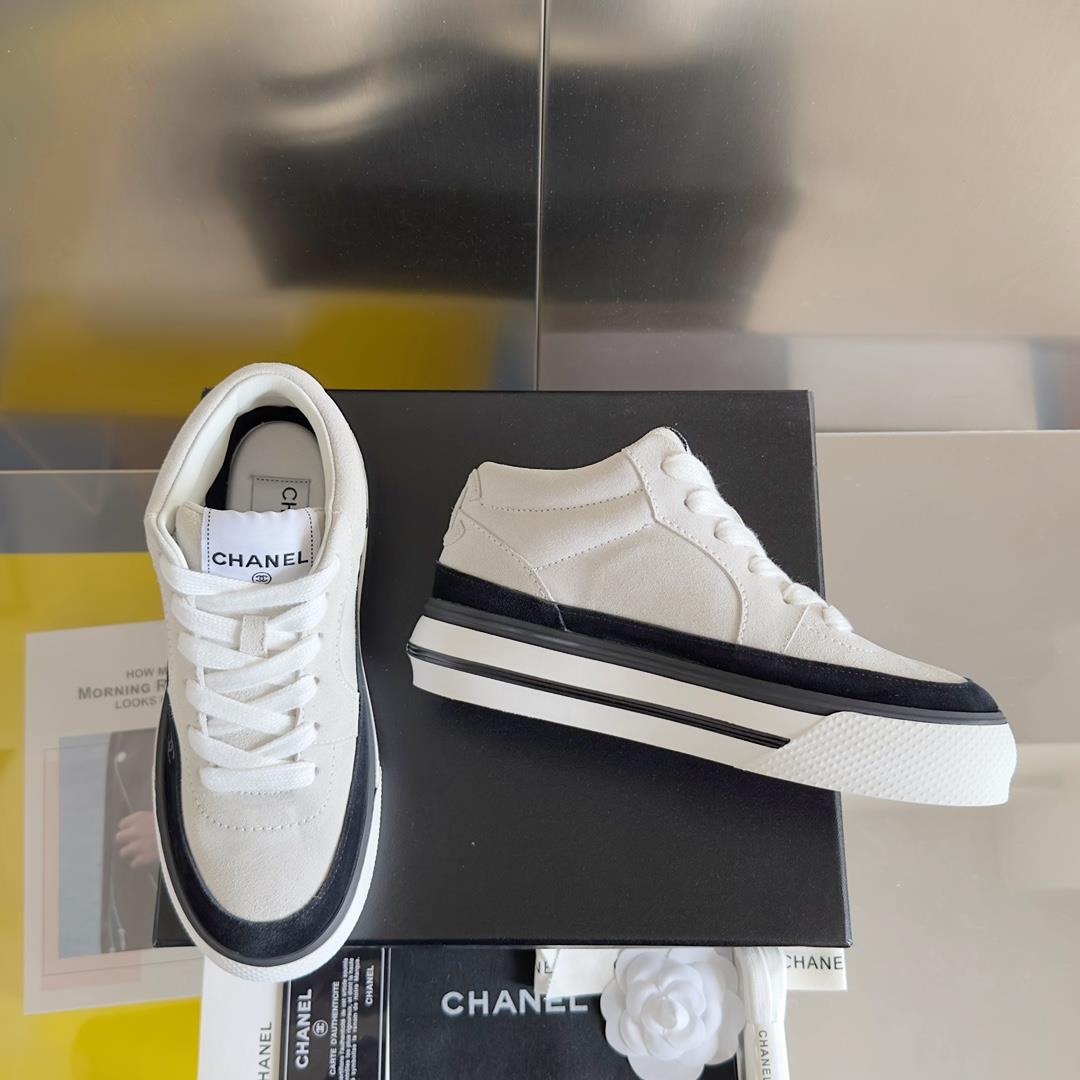 Top version Chanel Chanel 23B Panda Color Sneaker Xiaoxiang Casual Sports Shoes Thick Sole