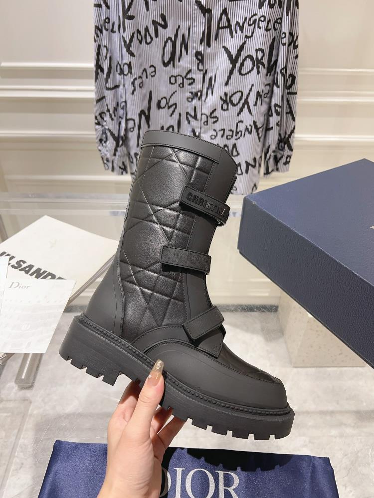 Factory Original Development DIOR2023 New Strap Velcro Short Boots Upper Calf Leather Inne