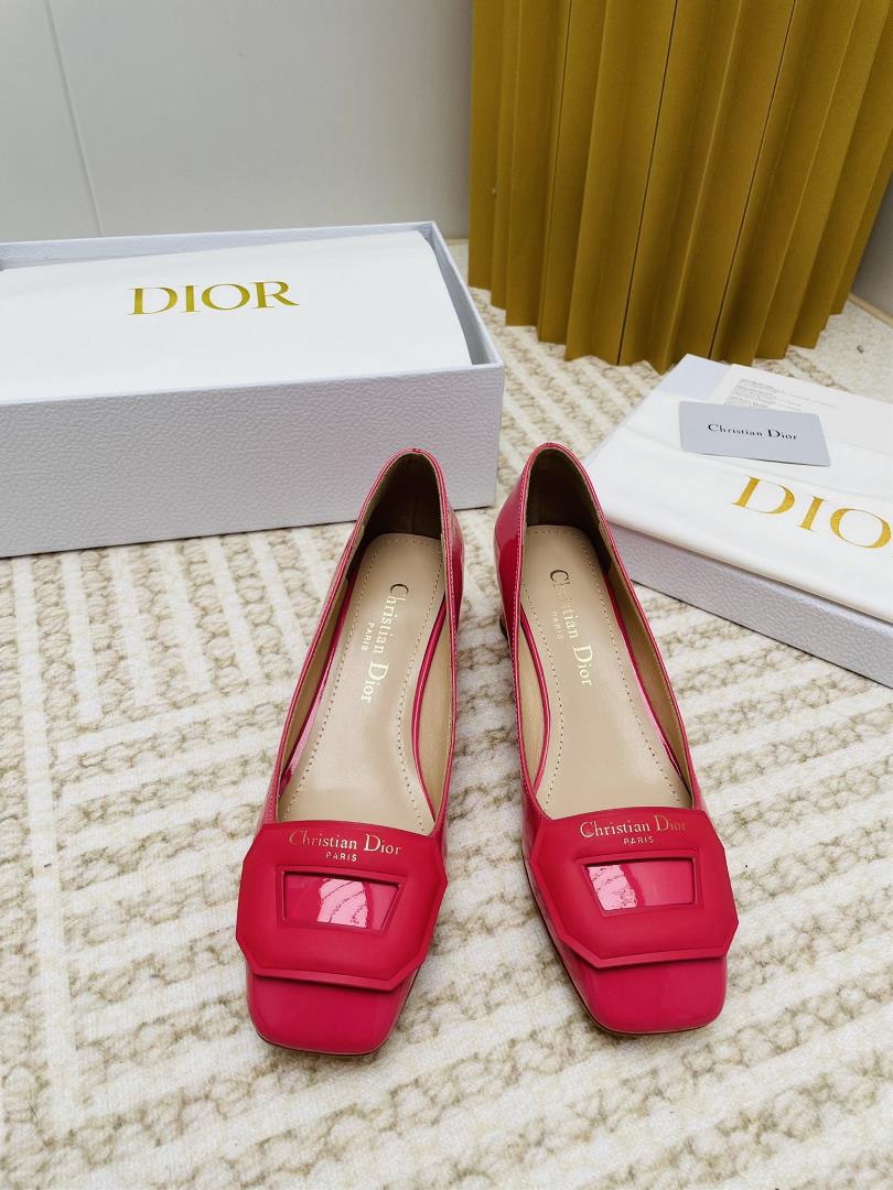 dior DIOR 2023 SpringSummer New Day Series Jelly Color Thick Heel Square Headed Womens Shoes CD Le