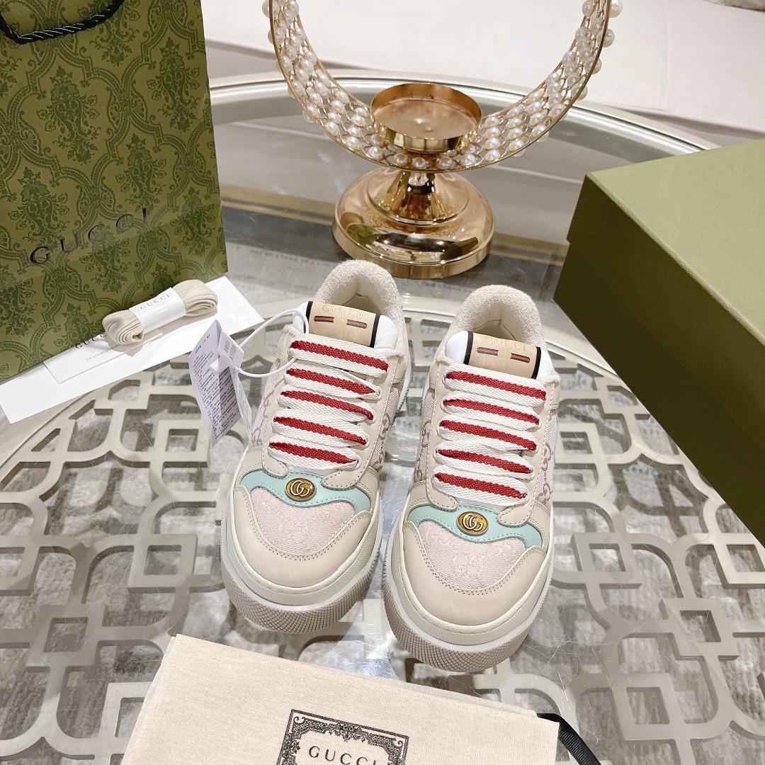 gucci latest fat and thick soles dirty shoes Couple casual shoes 6cm height shoesThe shoe upper is