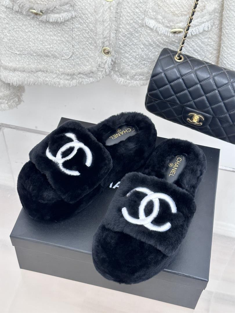 factory price 290 chane xiaoxiang classic four season double c humy slipper this hair is