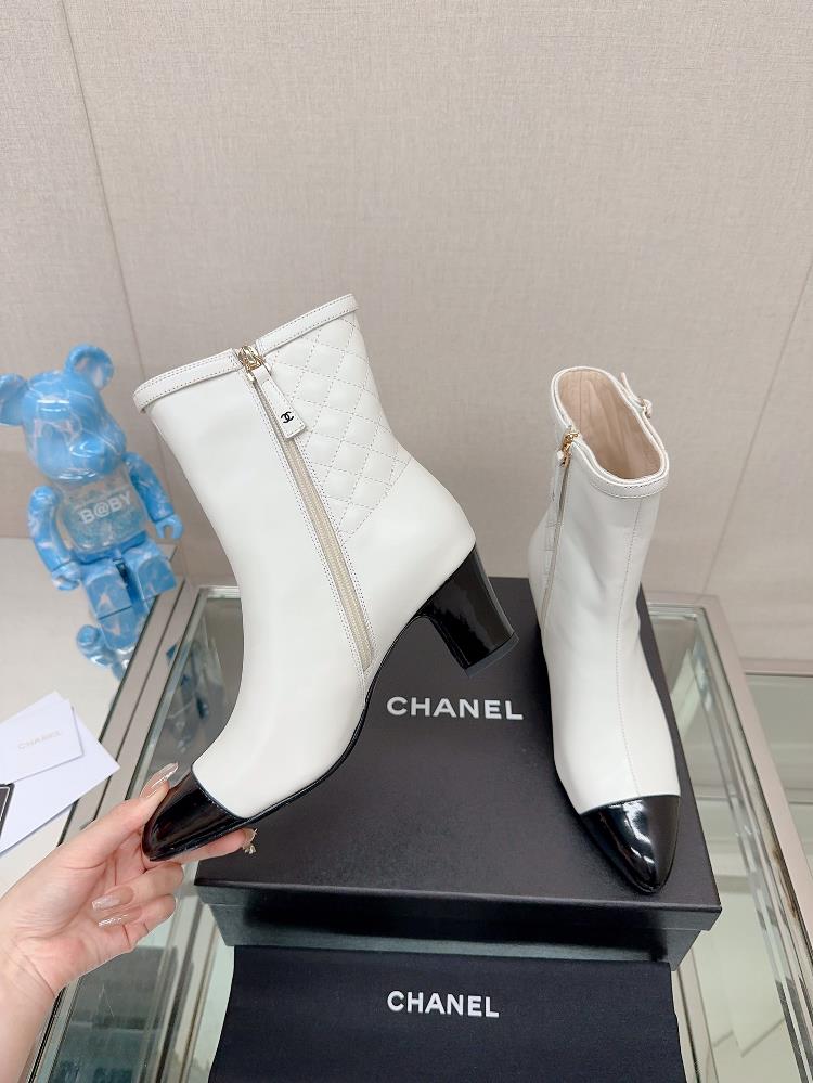 Short boots Long boots 23Ss Autumn and Winter Chane Xiaoxiang New Back Lingge Coarse Heels