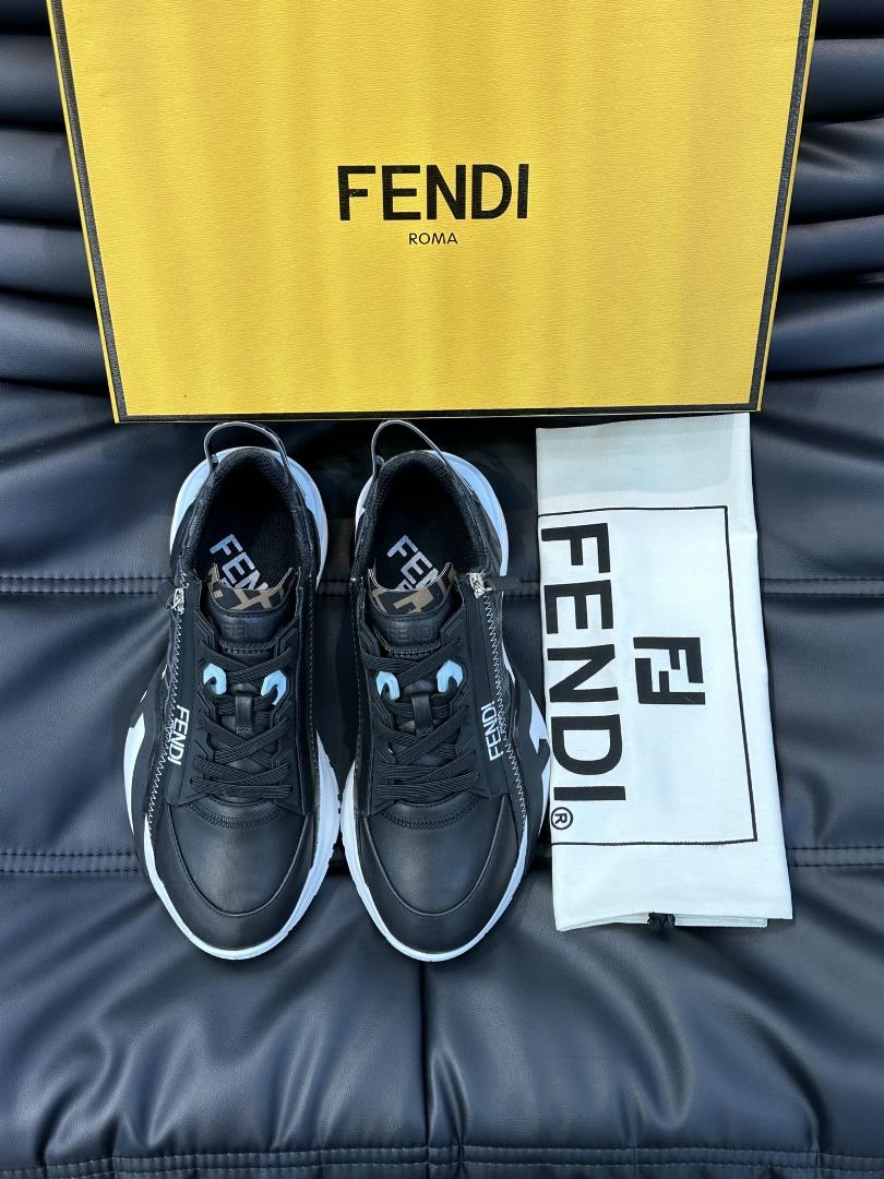 FendFlow mens casual sports shoes paired with elastic straps side zippers and a corrug