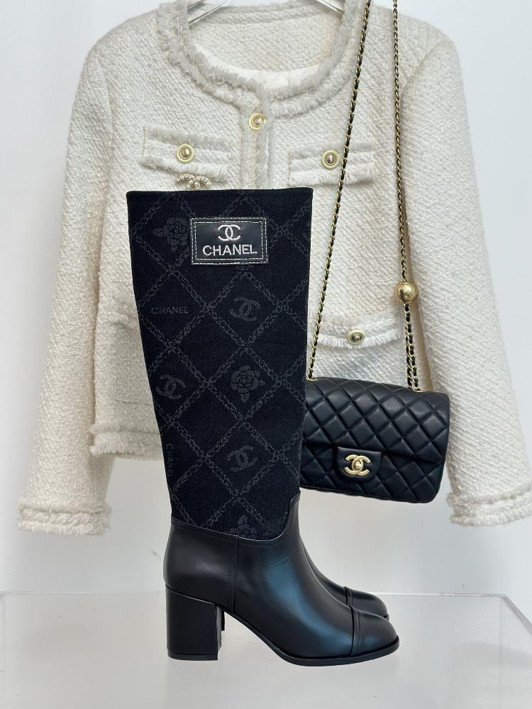 Factory priced short boots long boots CHANEL 23s Autumn and WinterNew collection of thick heeled den