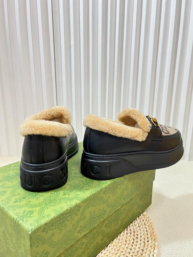 Factory top quality Gucci Winter New Nu Sheep Leather and Wool Integrated Snow Boots Wool