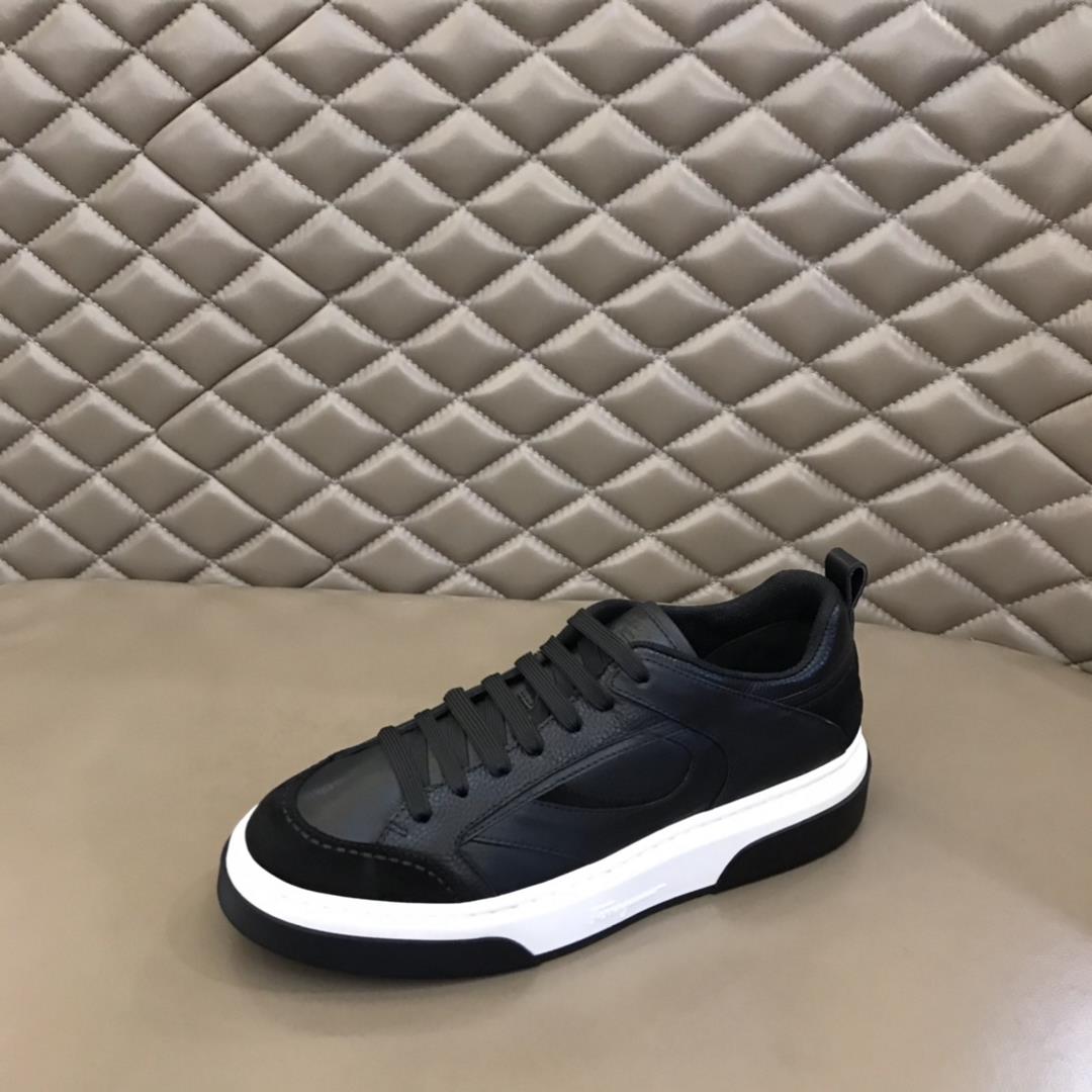 Ferragams new mens patchwork casual sports shoes feature a calf leather patchwork fabric