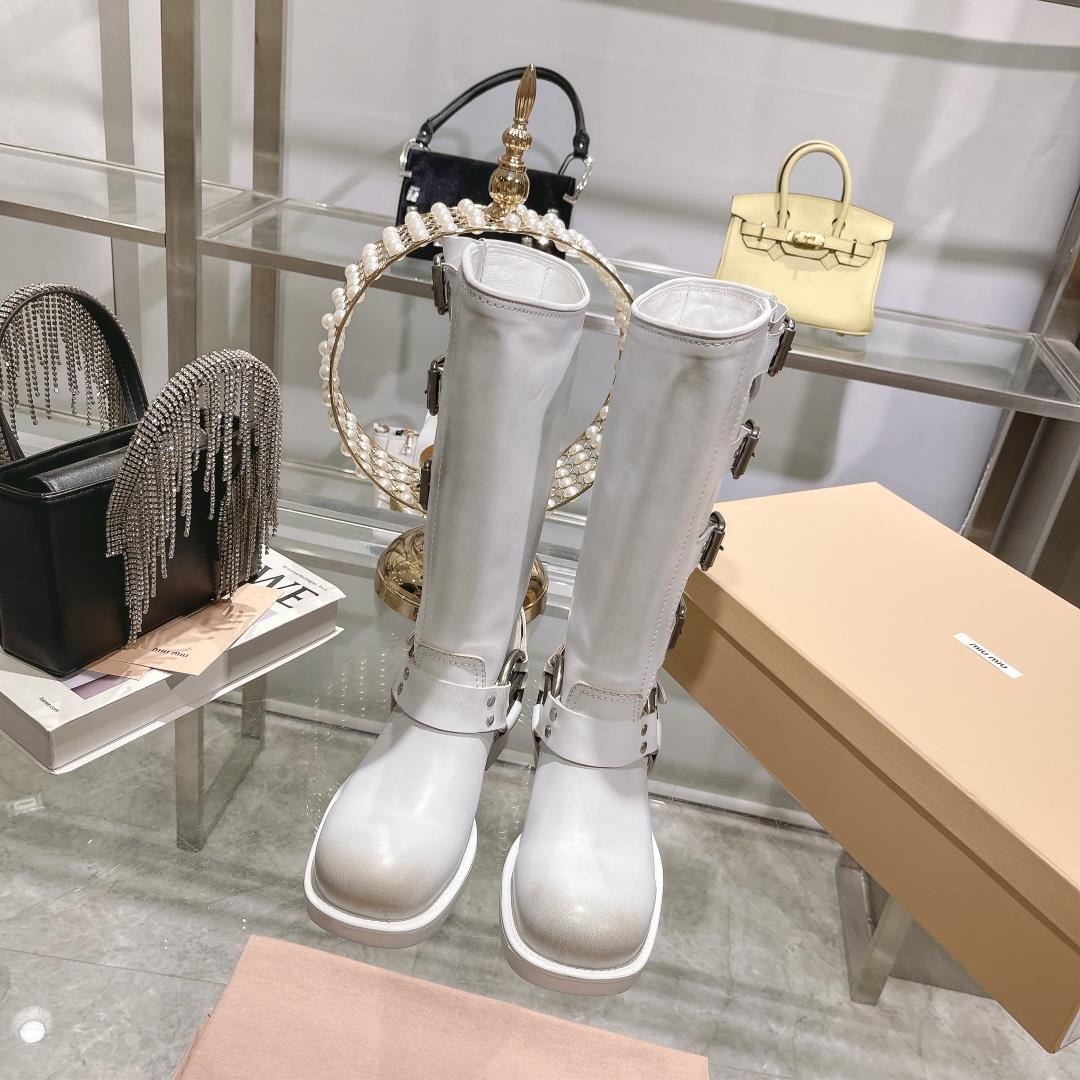 miumiu 2023 AutumnWinter New Product Limited Edition High Barrel Boots MIU Series Global Limited Ed