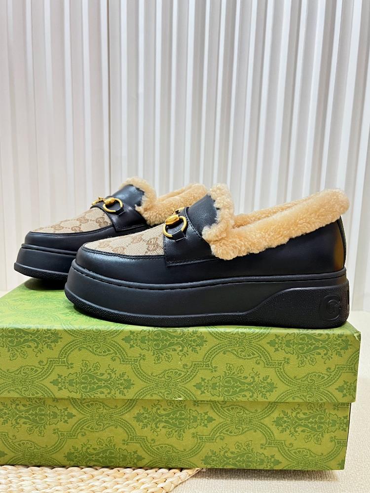 Factory top qualityGucci Winter New Nu Sheep Leather and Wool Integrated Snow Boots Wool