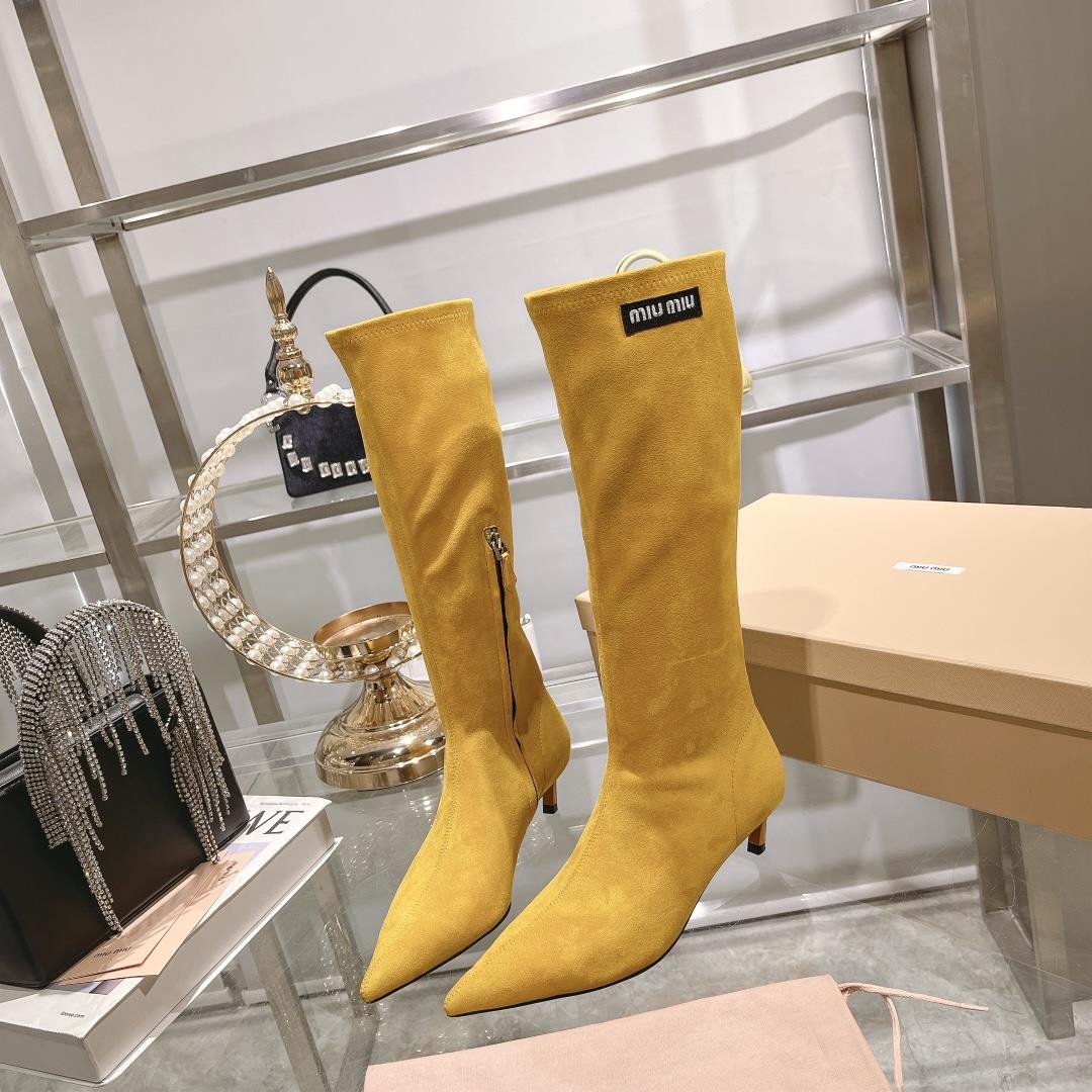 Long boots for appearance  Miu Miu runway style new spring boots for autumn and winter 2