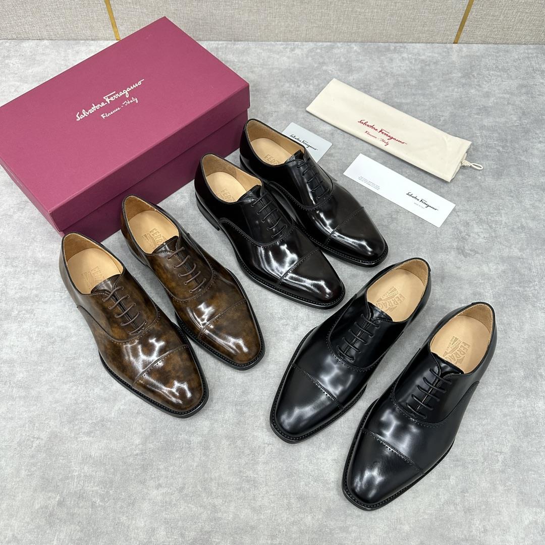 new product on the shelf Ferragam Ferra handmade fine mens formal shoes Leather shoes are