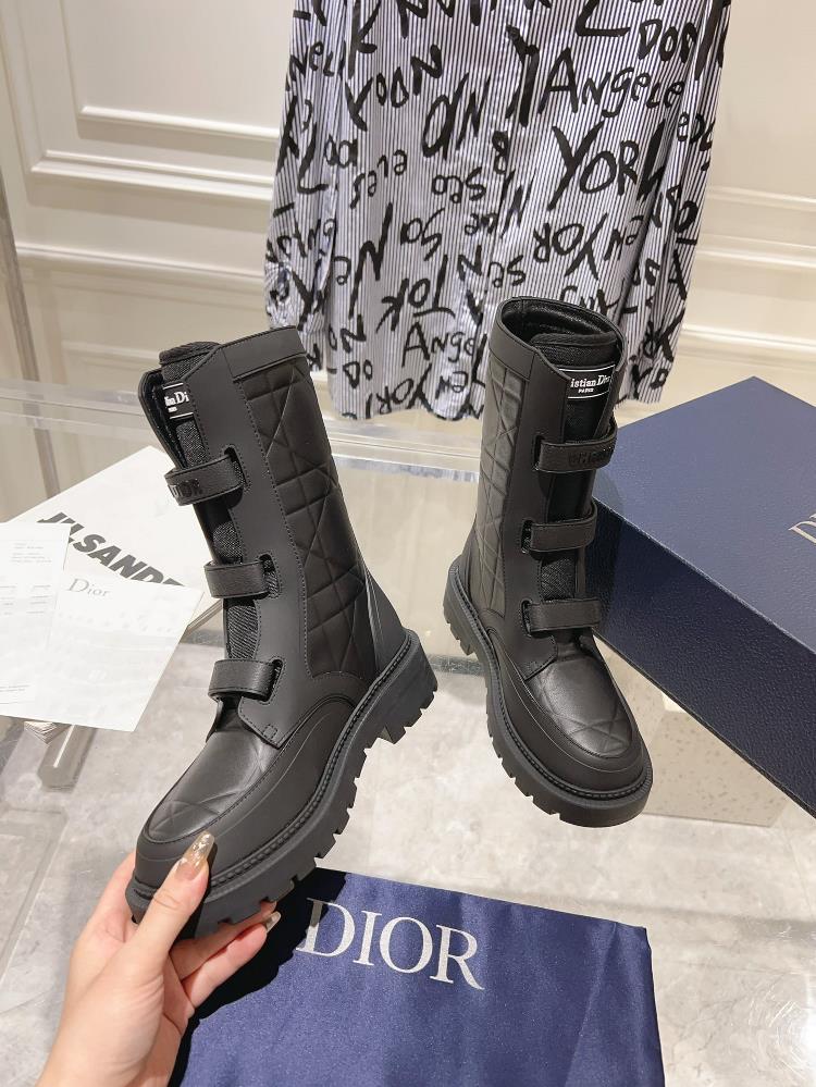 Factory Original Development DIOR2023 New Strap Velcro Short Boots Upper Calf Leather Inne