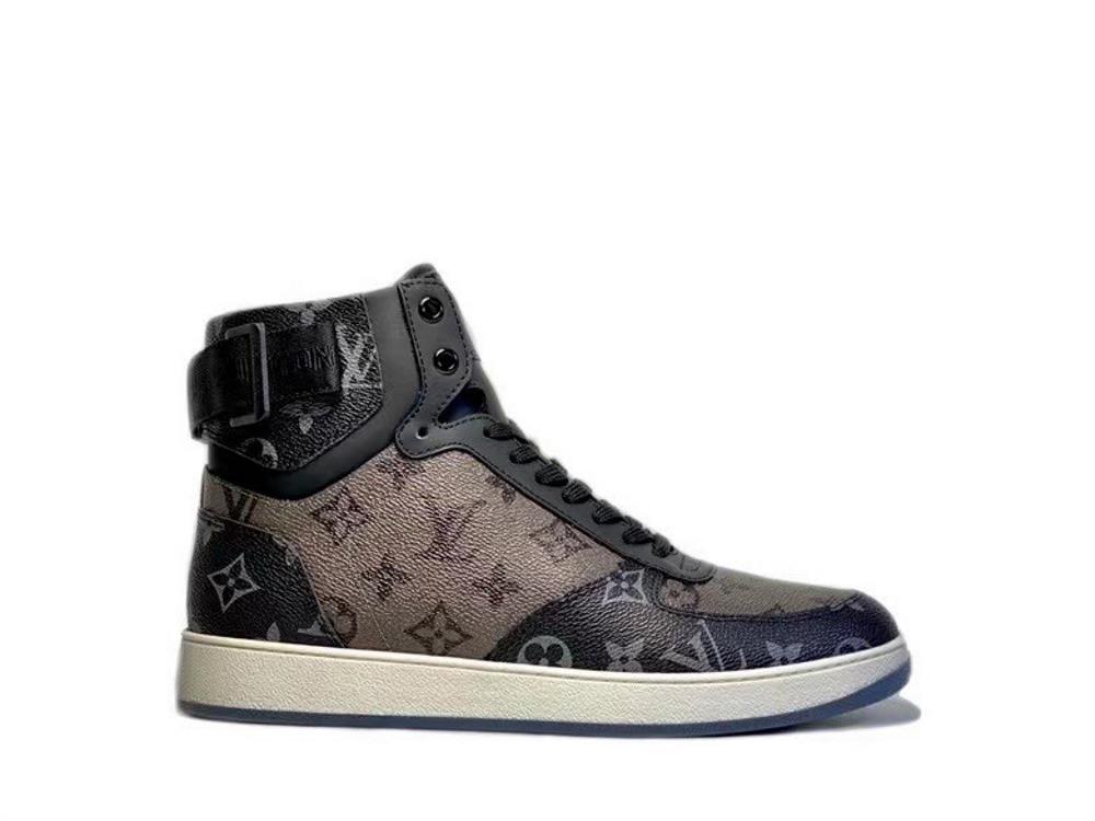 LV Rivoli High Top Sneakers with Top QualityThis sports shoe is made of embossed calf leat