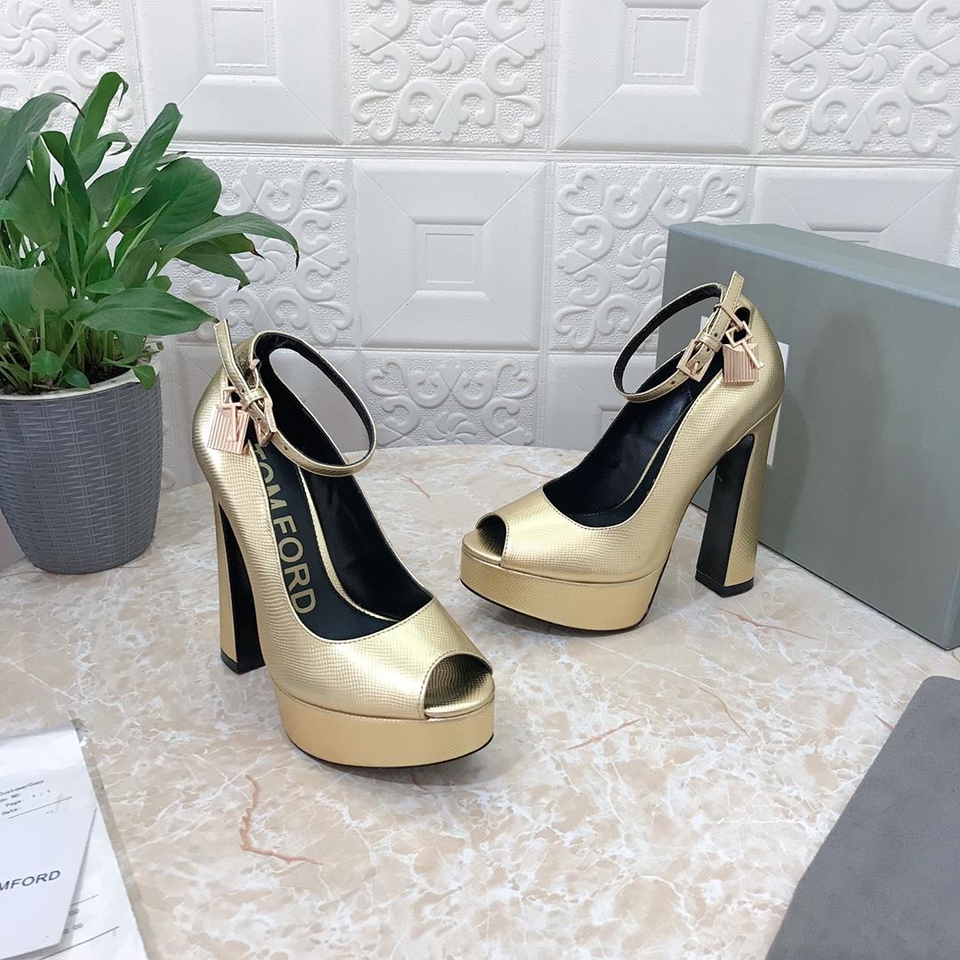 Top quality TOM FORD version new official website synchronous TF lock Peeptoe shoe in 9 colors